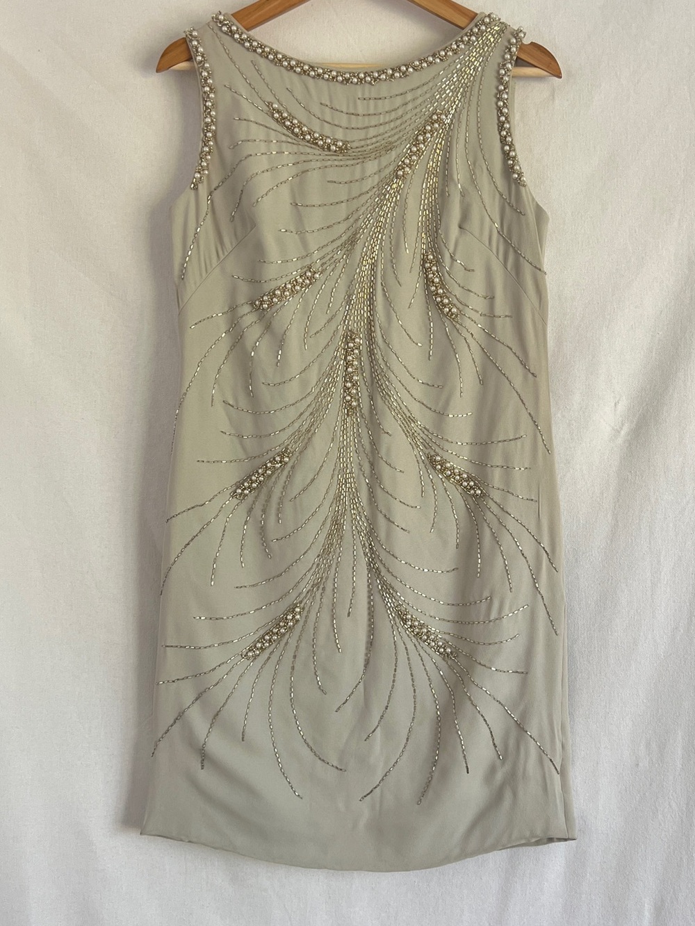 Vintage 50s Beaded Cocktail/Party Shift Dress Art Deco look size S